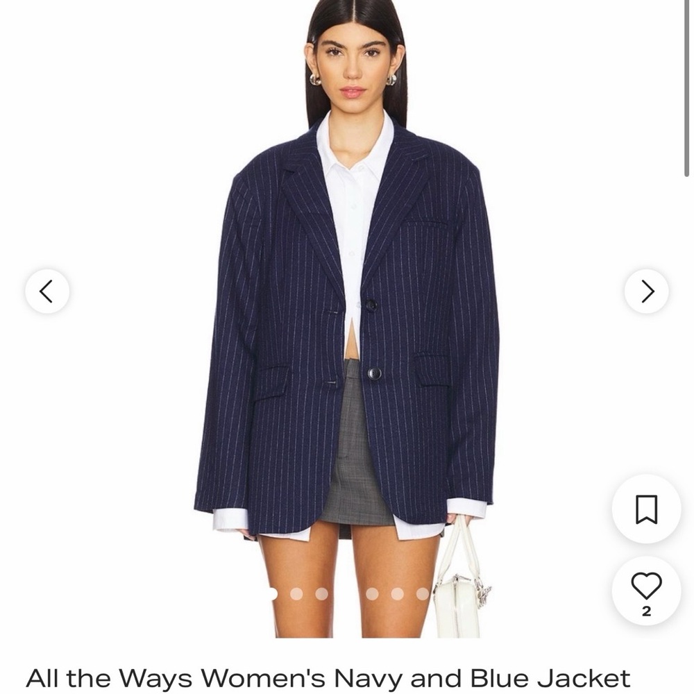 Women's Navy Pinstripe Oversized Blazer Jacket